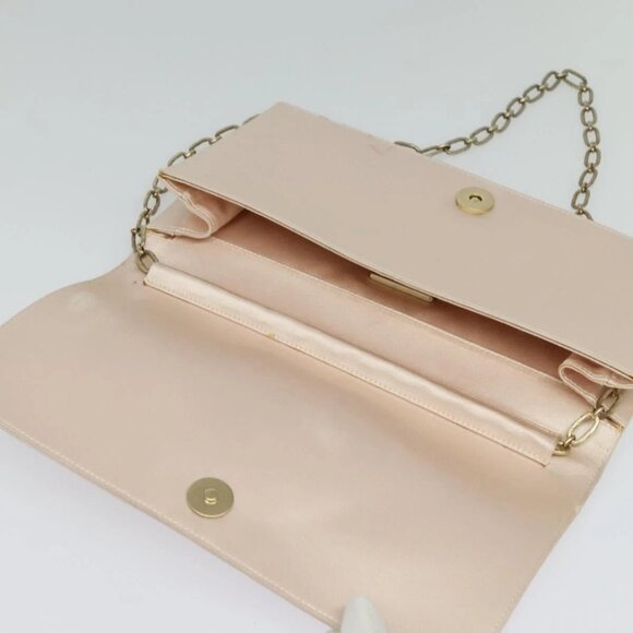 CHANEL Chain Stone Camelia Shoulder Bag Satin Pink CC Auth - Picture 8 of 16